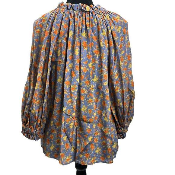 NWT Gilner Farrar Ellie Blouse in Blue Sorted Roses Print XS - Picture 3 of 6